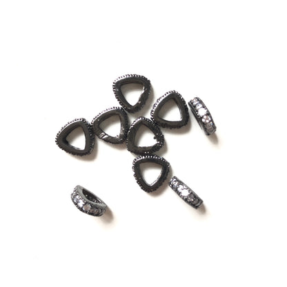 20pcs/lot 8*2.5mm CZ Paved Triangle Rondelle Spacers Black CZ Paved Spacers Rondelle Beads Charms Beads Beyond