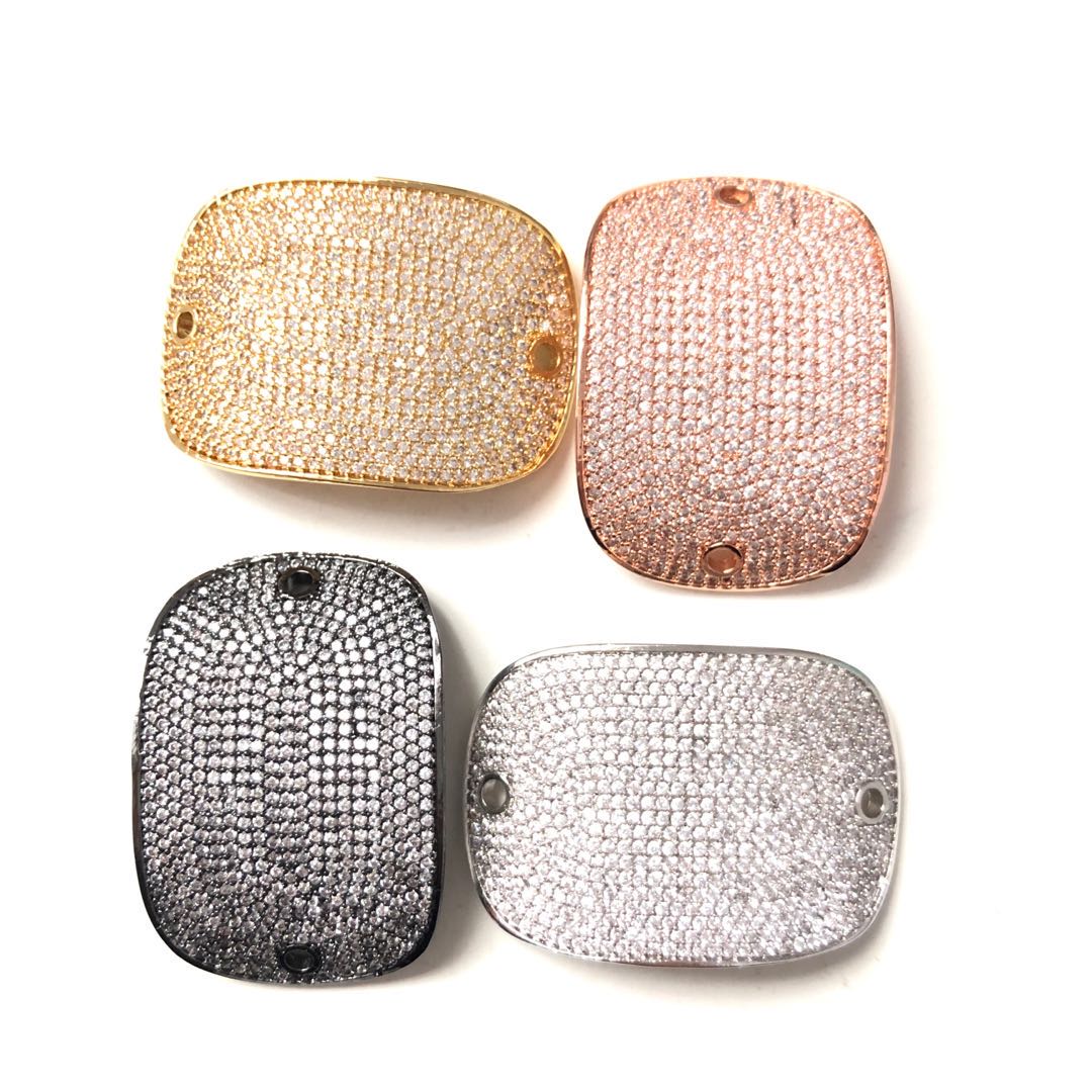 5pcs/lot 39.7*27mm CZ Paved Big Curve Oval Connectors Mix Color CZ Paved Connectors Charms Beads Beyond