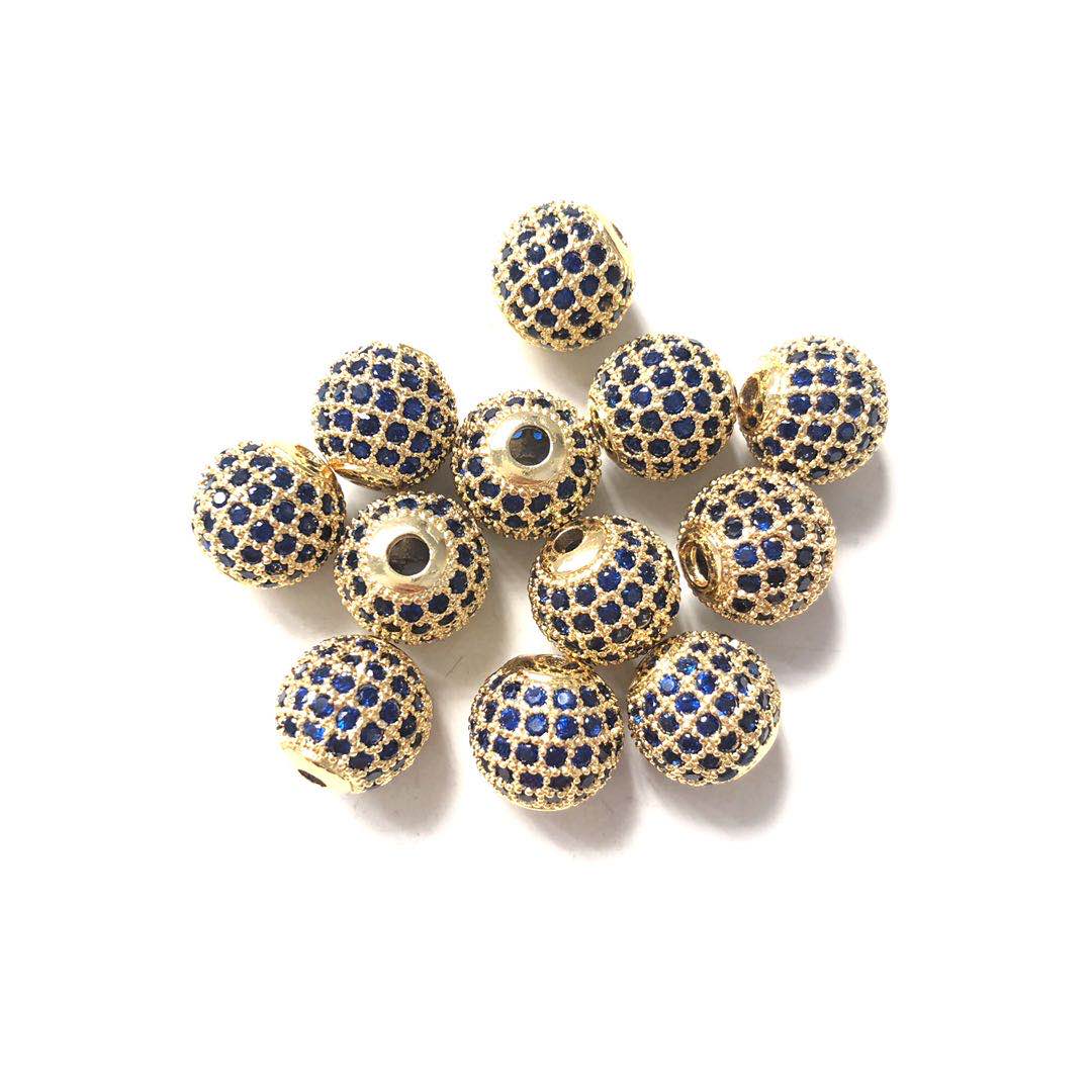10pcs/lot 10mm Blue CZ Paved Ball Spacers Gold CZ Paved Spacers 10mm Beads Ball Beads Colorful Zirconia Charms Beads Beyond