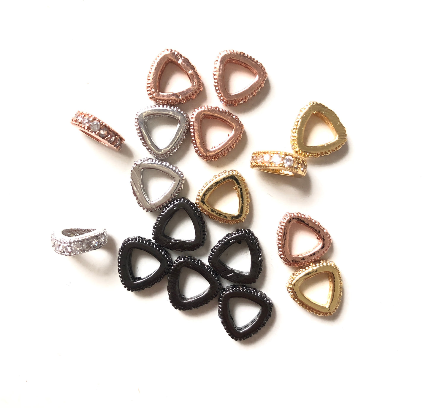 20pcs/lot 8*2.5mm CZ Paved Triangle Rondelle Spacers CZ Paved Spacers Rondelle Beads Charms Beads Beyond