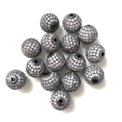10-20pcs/lot 12mm Clear CZ Paved Ball Spacers Black CZ Paved Spacers 12mm Beads Ball Beads Charms Beads Beyond