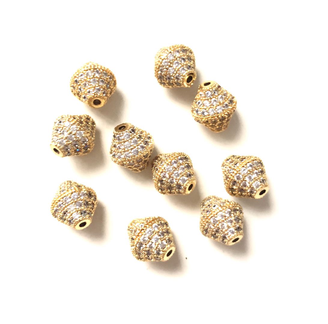 20pcs/lot 10.6*9.4mm CZ Paved Cone Rondelle Spacers Gold CZ Paved Spacers Rondelle Beads Charms Beads Beyond