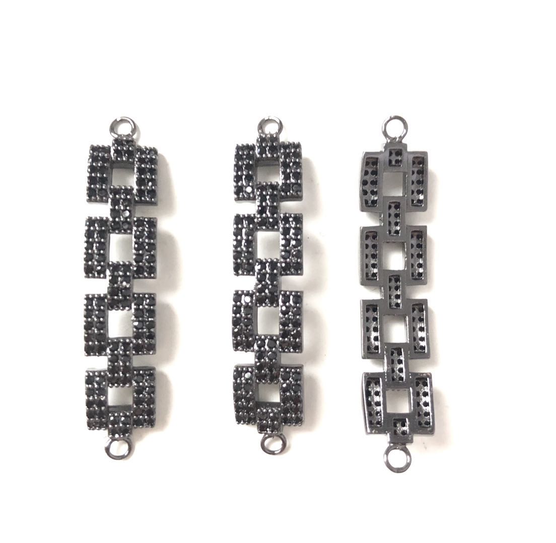10pcs/lot 34*8mm CZ Paved Chain Connectors Black on Black CZ Paved Connectors Chain Charms Beads Beyond
