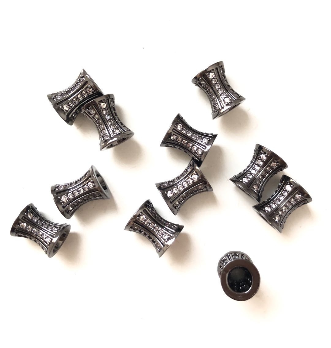 20pcs/lot 10*8mm CZ Paved Hourglass Spacers Black CZ Paved Spacers Hourglass Beads Charms Beads Beyond
