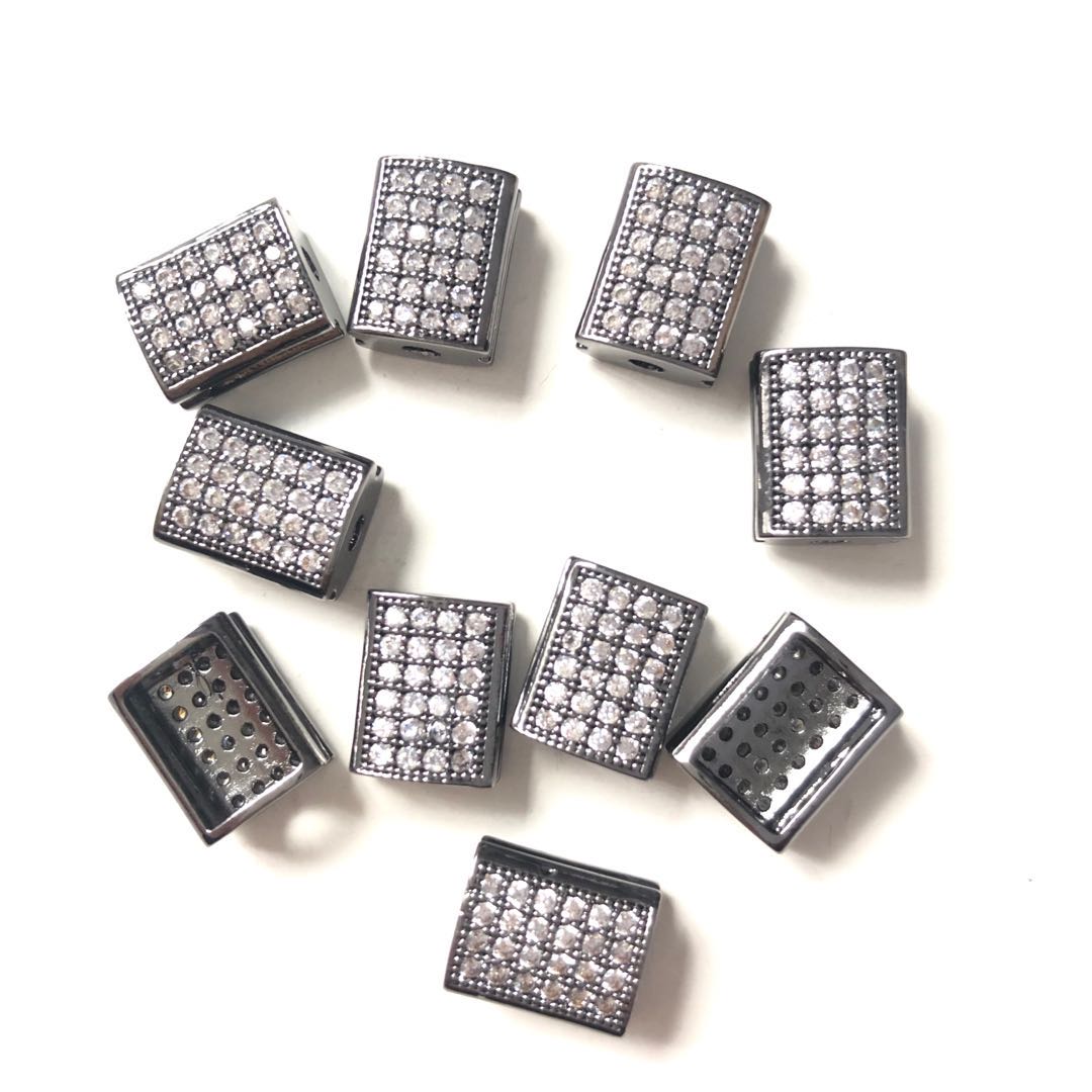 20pcs/lot 11*9mm CZ Paved Square Rondelle Spacers Black CZ Paved Spacers Rondelle Beads Charms Beads Beyond