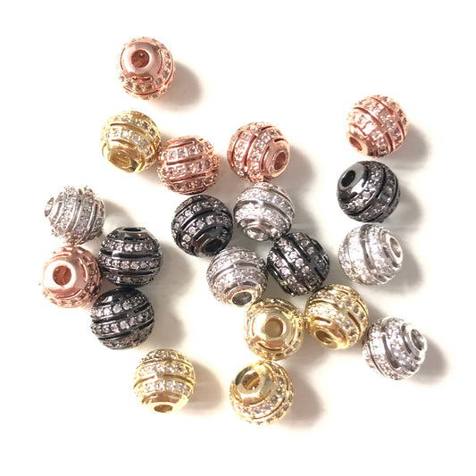 20pcs/lot 8mm CZ Paved Hollow Round Ball Spacers Mix Color CZ Paved Spacers 8mm Beads Ball Beads Charms Beads Beyond