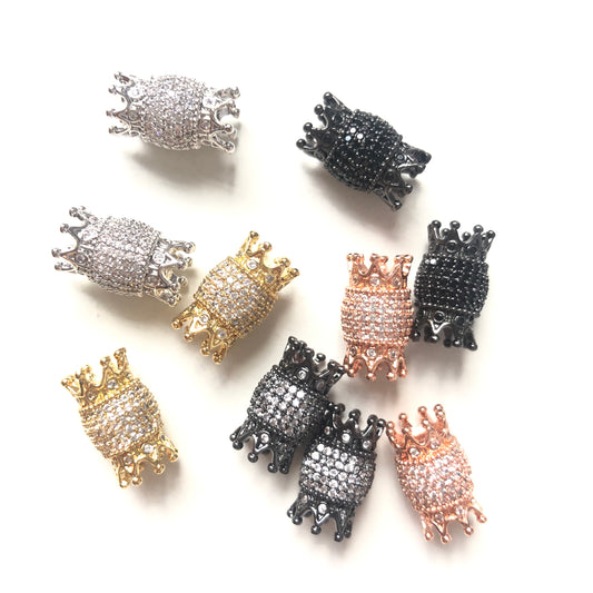 10pcs/lot 16*9mm CZ Paved Double Crown Spacers Mix Color CZ Paved Spacers Crown Beads Charms Beads Beyond