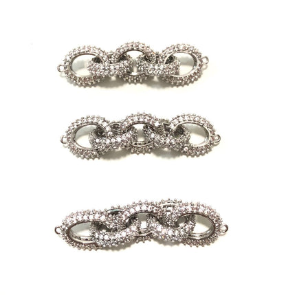 5-10pcs/lot 45*12mm CZ Paved 5-Circle Chain Connectors Silver CZ Paved Connectors Chain Charms Beads Beyond