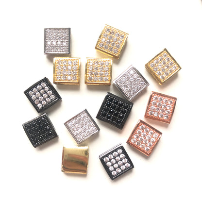 20pcs/lot 8.6*8.6mm CZ Paved Square Rondelle Spacers Mix Color CZ Paved Spacers Rondelle Beads Charms Beads Beyond