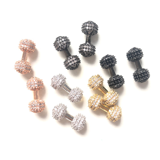 10pcs/lot 18*7.8mm CZ Paved Dumbbell Spacers Mix Color CZ Paved Spacers Charms Beads Beyond
