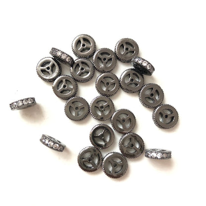 30pcs/lot 8*2.5mm CZ Paved Wheel Rondelle Spacers Black CZ Paved Spacers Rondelle Beads Charms Beads Beyond