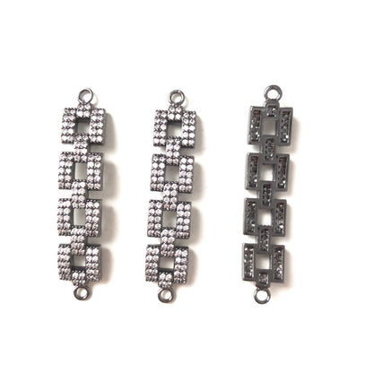 10pcs/lot 34*8mm CZ Paved Chain Connectors Black CZ Paved Connectors Chain Charms Beads Beyond