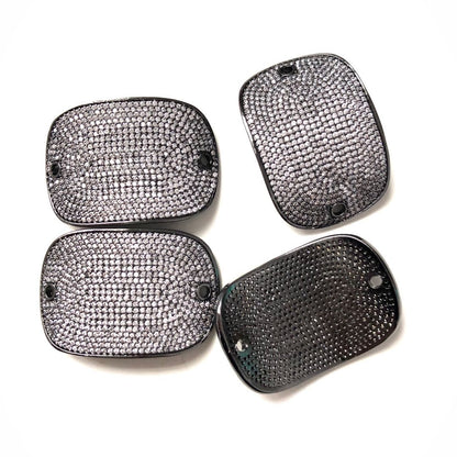 5pcs/lot 39.7*27mm CZ Paved Big Curve Oval Connectors Black CZ Paved Connectors Charms Beads Beyond