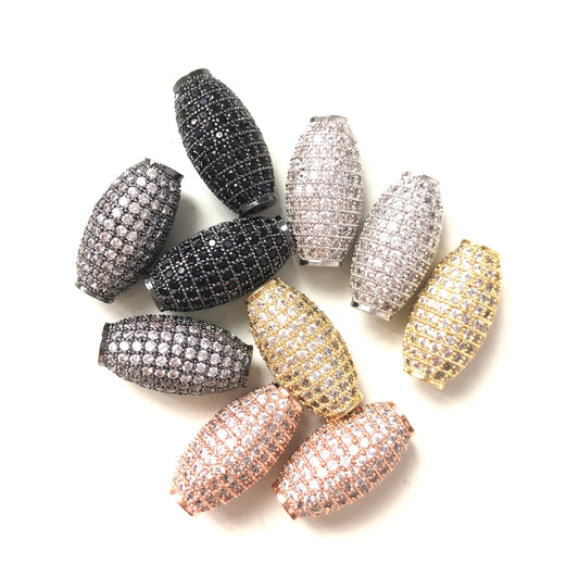 10pcs/lot 20*10mm Clear CZ Paved Oliver Centerpiece Spacers Mix Color CZ Paved Spacers Oval Spacers Charms Beads Beyond