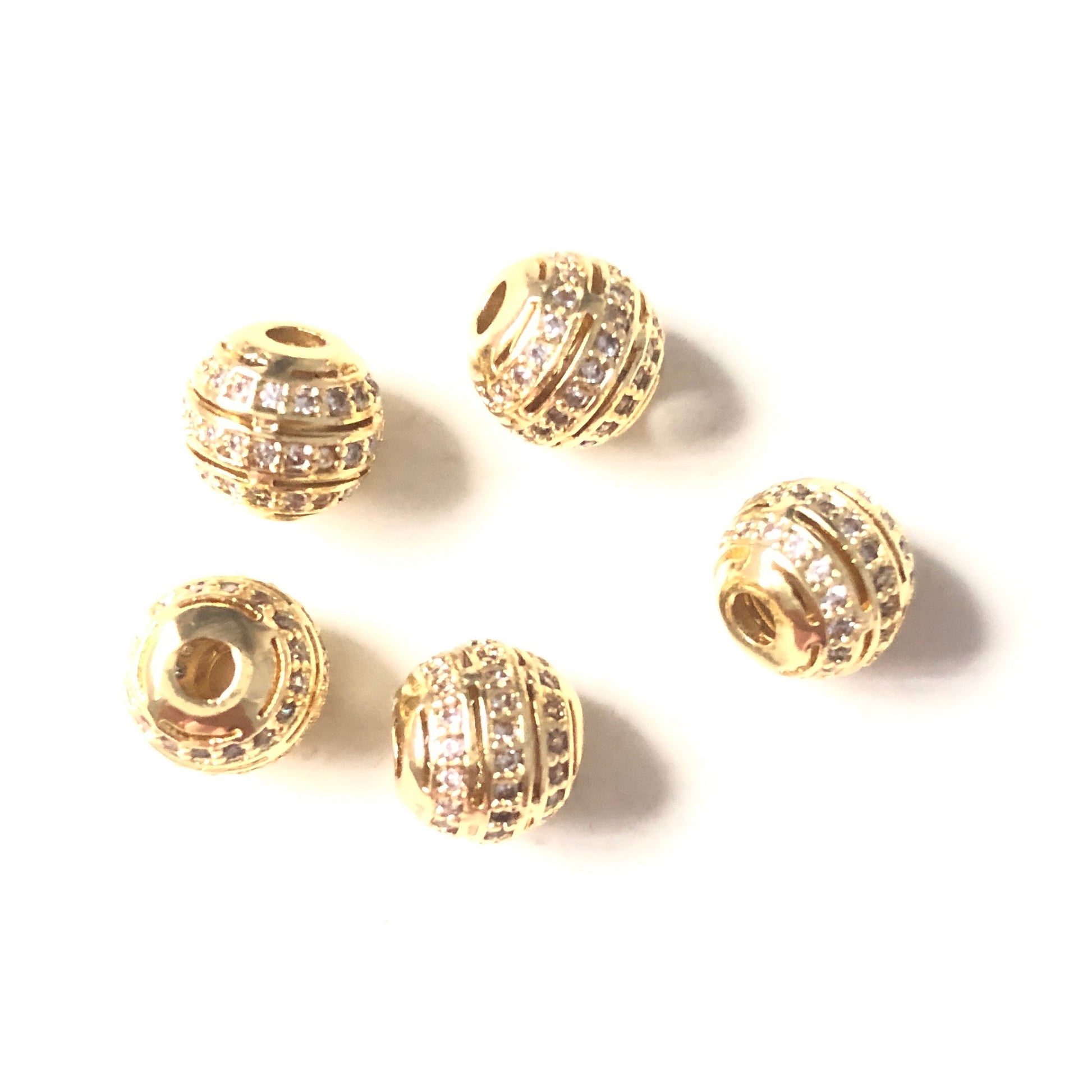 20pcs/lot 8mm CZ Paved Hollow Round Ball Spacers Gold CZ Paved Spacers 8mm Beads Ball Beads Charms Beads Beyond