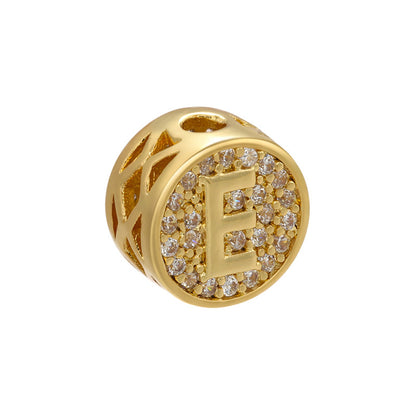 10-26pcs/lot 10mm CZ Pave Initial Alphabet Letters Round Spacers-Gold & Silver CZ Paved Spacers Cubic Beads Initials & Numbers Charms Beads Beyond