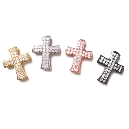 10pcs/lot 24*19mm CZ Paved Big Cross Centerpiece Spacers Mix Colors CZ Paved Spacers Cross Spacers Charms Beads Beyond