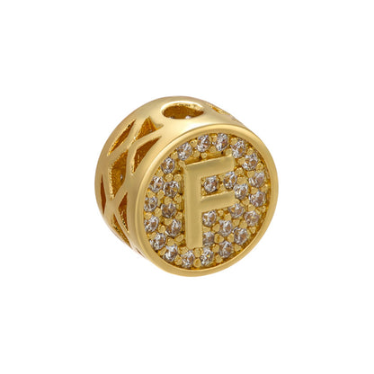 10-26pcs/lot 10mm CZ Pave Initial Alphabet Letters Round Spacers-Gold & Silver CZ Paved Spacers Cubic Beads Initials & Numbers Charms Beads Beyond