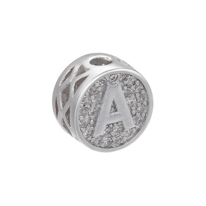 10-26pcs/lot 10mm CZ Pave Initial Alphabet Letters Round Spacers-Gold & Silver CZ Paved Spacers Cubic Beads Initials & Numbers Charms Beads Beyond