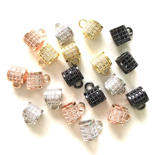 10pcs/lot 8*8.5mm CZ Paved Bail Spacers CZ Paved Spacers Bail Beads Charms Beads Beyond