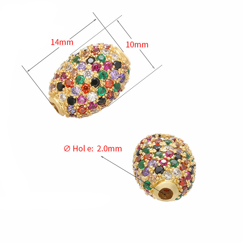 10pcs/lot 14*10mm Multicolor CZ Paved Oval Centerpiece Spacers CZ Paved Spacers Colorful Zirconia Oval Spacers Charms Beads Beyond