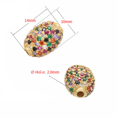 10pcs/lot 14*10mm Multicolor CZ Paved Oval Centerpiece Spacers CZ Paved Spacers Colorful Zirconia Oval Spacers Charms Beads Beyond