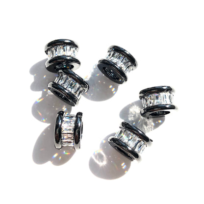 10pcs/lot 9*6mm CZ Paved Big Hole Wheel Spacers Black CZ Paved Spacers Big Hole Beads New Spacers Arrivals Charms Beads Beyond