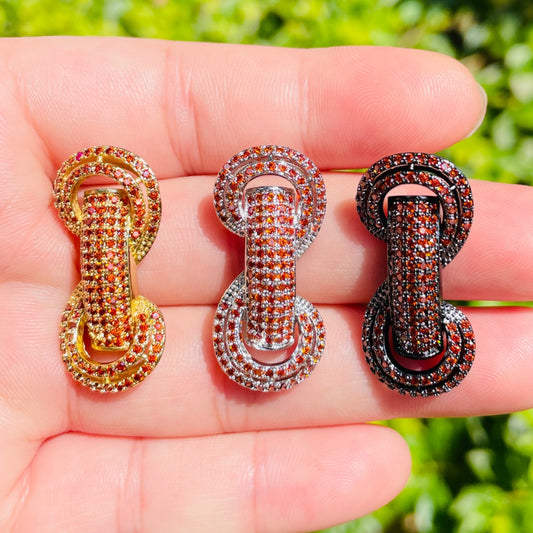 5pcs/lot 31*14.5*8mm Reddish Orange CZ Paved Tube Bar Spacers Mix Gold Silver Black CZ Paved Spacers Colorful Zirconia New Spacers Arrivals Tube Bar Centerpieces Charms Beads Beyond