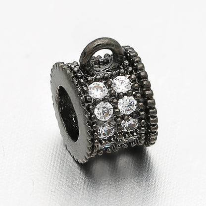 20pcs/lot 7*5mm CZ Paved Bail Spacers Black CZ Paved Spacers Bail Beads Charms Beads Beyond