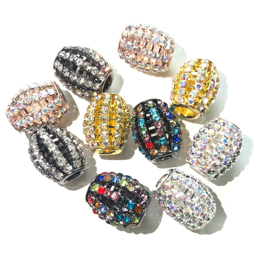 20pcs/lot 18*15mm Clear AB & Multicolor Rhinestone Alloy Olive Spacers Mix Colors Alloy Spacers Colorful Zirconia New Spacers Arrivals Charms Beads Beyond