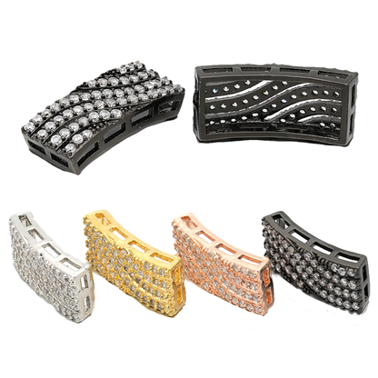 10pcs/lot 21*9mm CZ Paved Curved Rectangle Spacers Mix Color CZ Paved Spacers Charms Beads Beyond