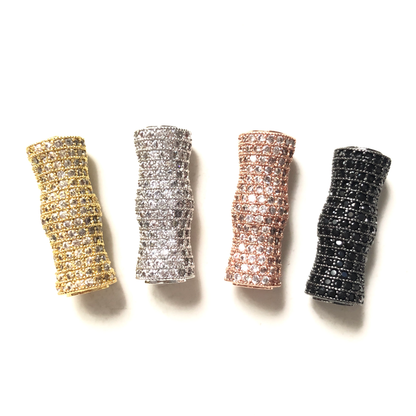 5-10pcs/lot 27.5*10mm CZ Paved Wave Tube Bar Spacers Mix Colors CZ Paved Spacers Tube Bar Centerpieces Charms Beads Beyond