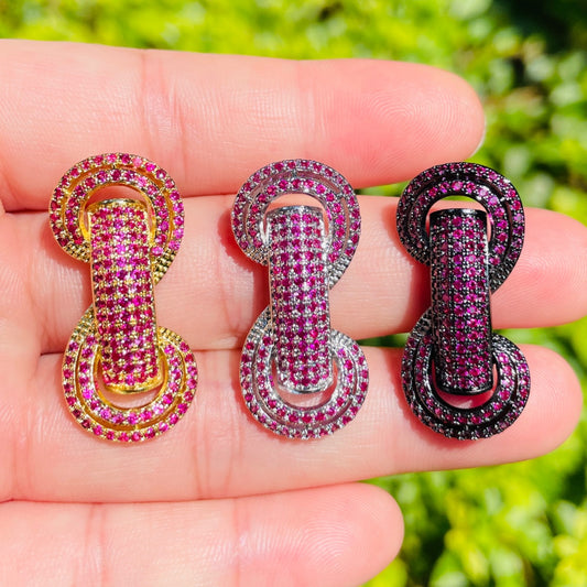 5pcs/lot 31*14.5*8mm Fuchsia CZ Paved Tube Bar Spacers Mix Gold Silver Black CZ Paved Spacers Colorful Zirconia New Spacers Arrivals Tube Bar Centerpieces Charms Beads Beyond