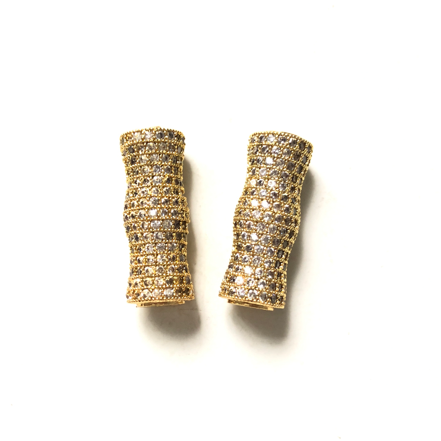 5-10pcs/lot 27.5*10mm CZ Paved Wave Tube Bar Spacers Gold CZ Paved Spacers Tube Bar Centerpieces Charms Beads Beyond