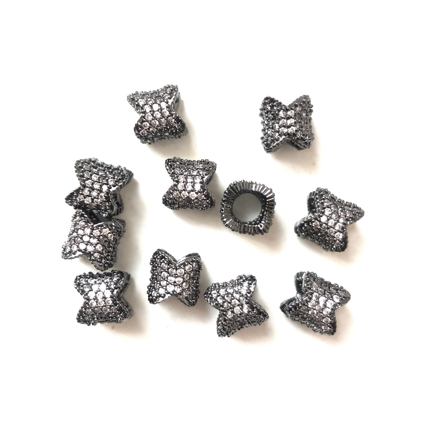 20pcs/lot 8*6.8mm CZ Paved Flower Tube Spacers Black CZ Paved Spacers Tube Bar Centerpieces Charms Beads Beyond