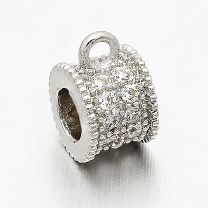 20pcs/lot 7*5mm CZ Paved Bail Spacers Silver CZ Paved Spacers Bail Beads Charms Beads Beyond
