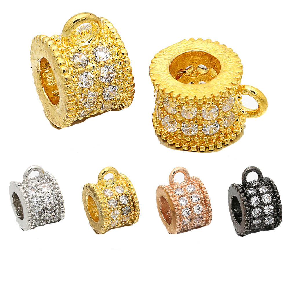 20pcs/lot 7*5mm CZ Paved Bail Spacers Mix Color CZ Paved Spacers Bail Beads Charms Beads Beyond