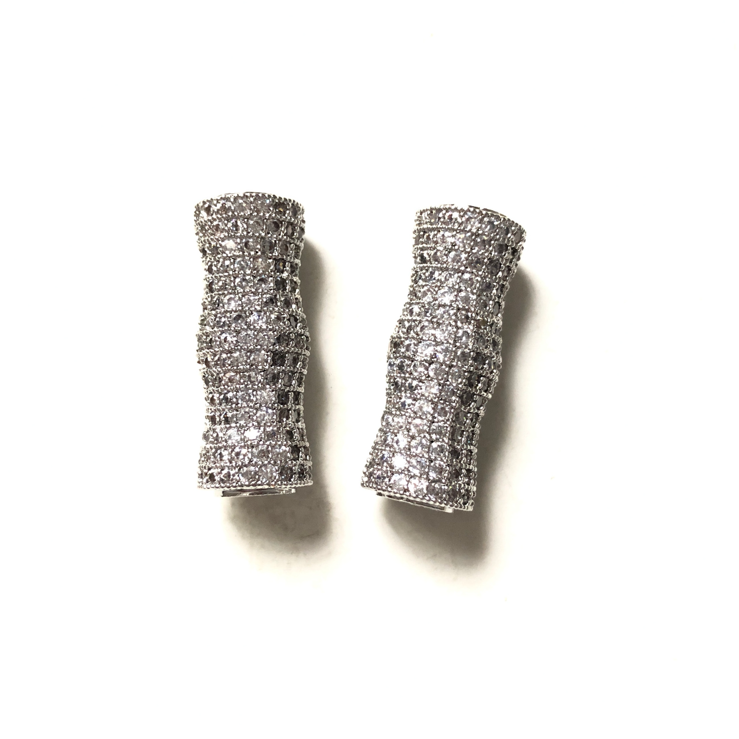 5-10pcs/lot 27.5*10mm CZ Paved Wave Tube Bar Spacers Silver CZ Paved Spacers Tube Bar Centerpieces Charms Beads Beyond