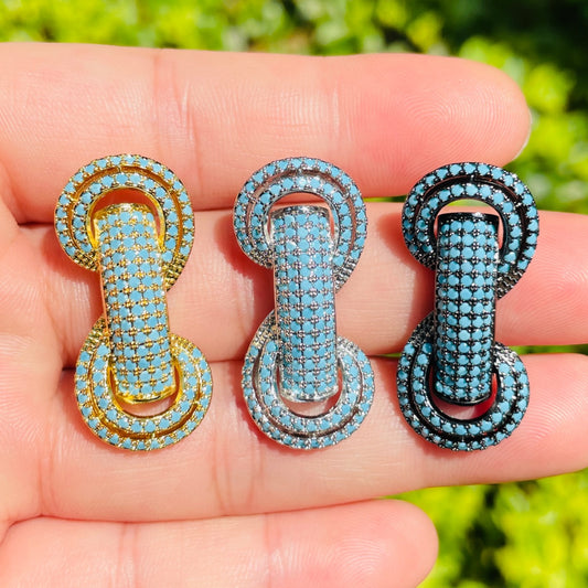 5pcs/lot 31*14.5*8mm Turquoise CZ Paved Tube Bar Spacers Mix Gold Silver Black CZ Paved Spacers Colorful Zirconia New Spacers Arrivals Tube Bar Centerpieces Charms Beads Beyond