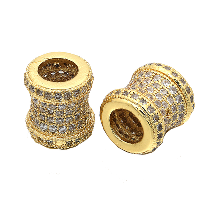 10pcs/lot 8.5*9mm CZ Paved Tube Spacers CZ Paved Spacers Tube Bar Centerpieces Charms Beads Beyond