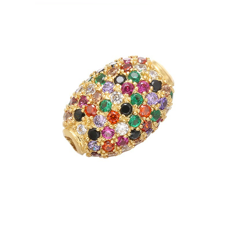 10pcs/lot 14*10mm Multicolor CZ Paved Oval Centerpiece Spacers Gold CZ Paved Spacers Colorful Zirconia Oval Spacers Charms Beads Beyond