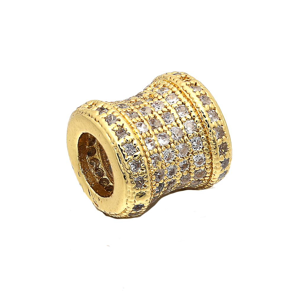 10pcs/lot 8.5*9mm CZ Paved Tube Spacers Gold CZ Paved Spacers Tube Bar Centerpieces Charms Beads Beyond