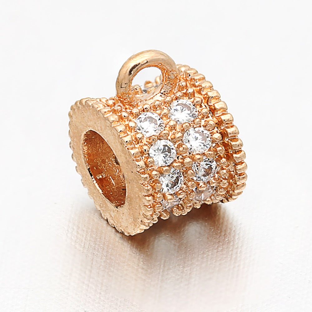 20pcs/lot 7*5mm CZ Paved Bail Spacers Rose Gold CZ Paved Spacers Bail Beads Charms Beads Beyond