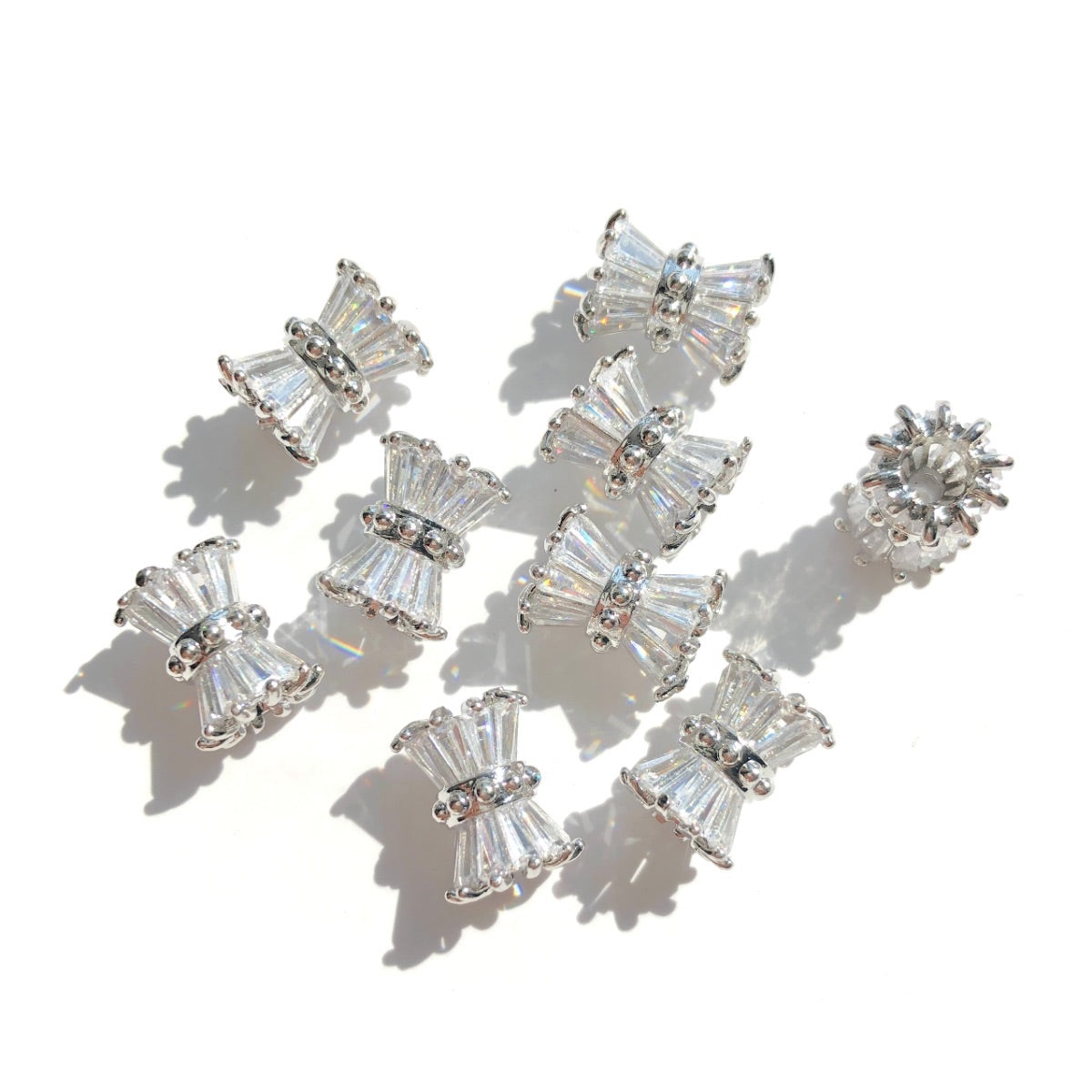 10pcs/lot 11.5*9mm CZ Paved Hourglass Spacers Silver CZ Paved Spacers Hourglass Beads New Spacers Arrivals Charms Beads Beyond