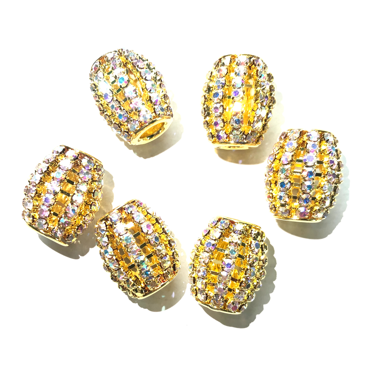 20pcs/lot 18*15mm Clear AB & Multicolor Rhinestone Alloy Olive Spacers Clear AB on Gold Alloy Spacers Colorful Zirconia New Spacers Arrivals Charms Beads Beyond