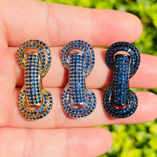 5pcs/lot 31*14.5*8mm Blue CZ Paved Tube Bar Spacers Mix Gold Silver Black CZ Paved Spacers Colorful Zirconia New Spacers Arrivals Tube Bar Centerpieces Charms Beads Beyond