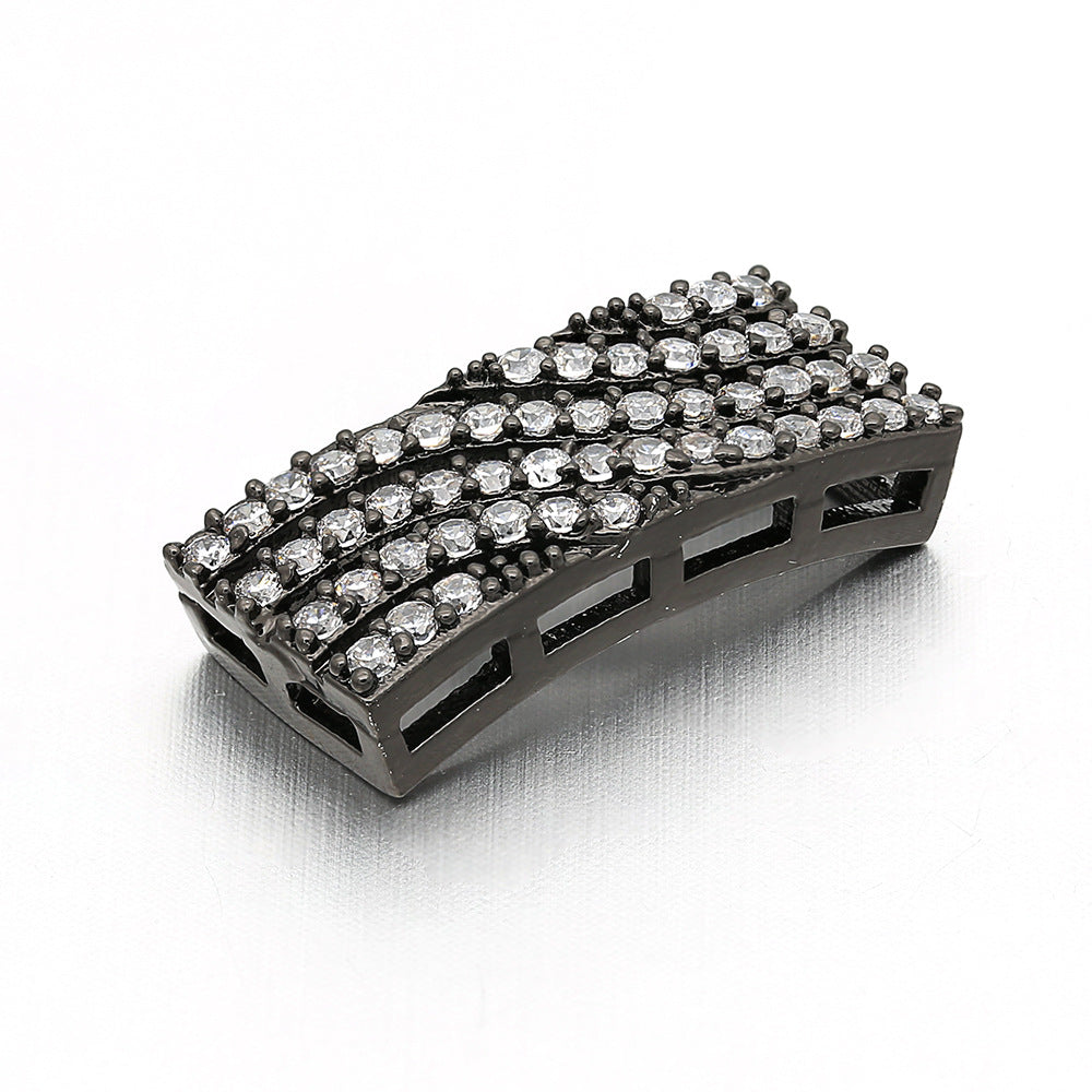 10pcs/lot 21*9mm CZ Paved Curved Rectangle Spacers Black CZ Paved Spacers Charms Beads Beyond