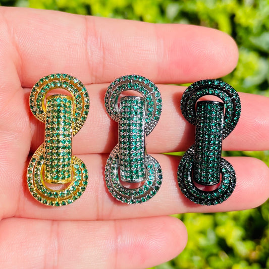 5pcs/lot 31*14.5*8mm Green CZ Paved Tube Bar Spacers Mix Gold Silver Black CZ Paved Spacers Colorful Zirconia New Spacers Arrivals Tube Bar Centerpieces Charms Beads Beyond