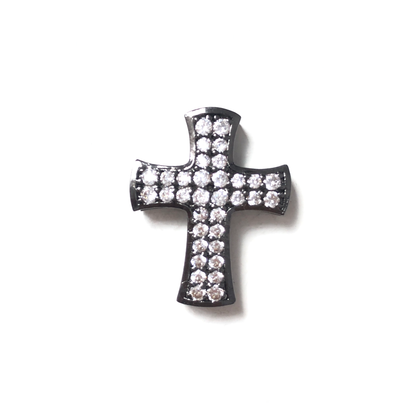 10pcs/lot 24*19mm CZ Paved Big Cross Centerpiece Spacers Black CZ Paved Spacers Cross Spacers Charms Beads Beyond