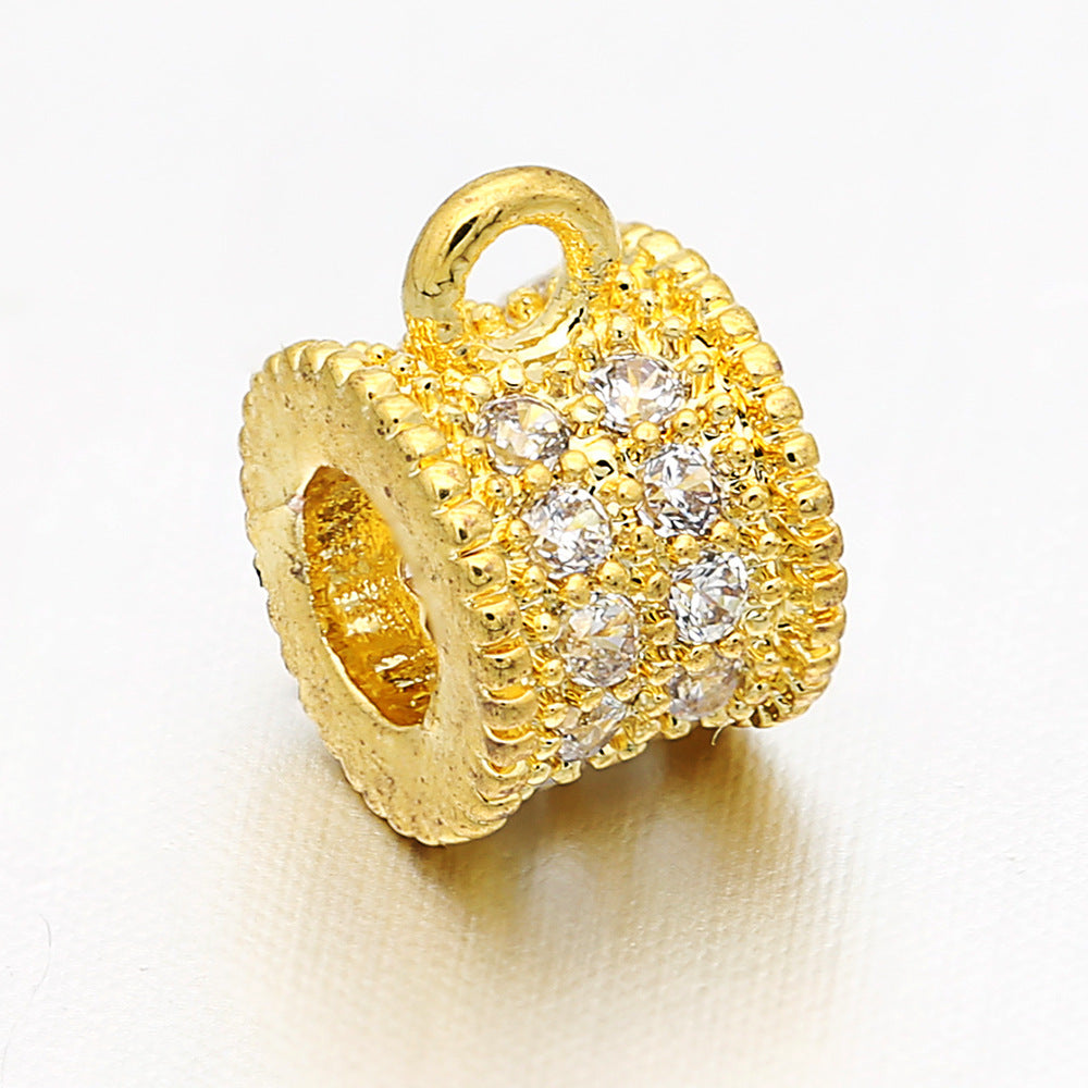 20pcs/lot 7*5mm CZ Paved Bail Spacers Gold CZ Paved Spacers Bail Beads Charms Beads Beyond